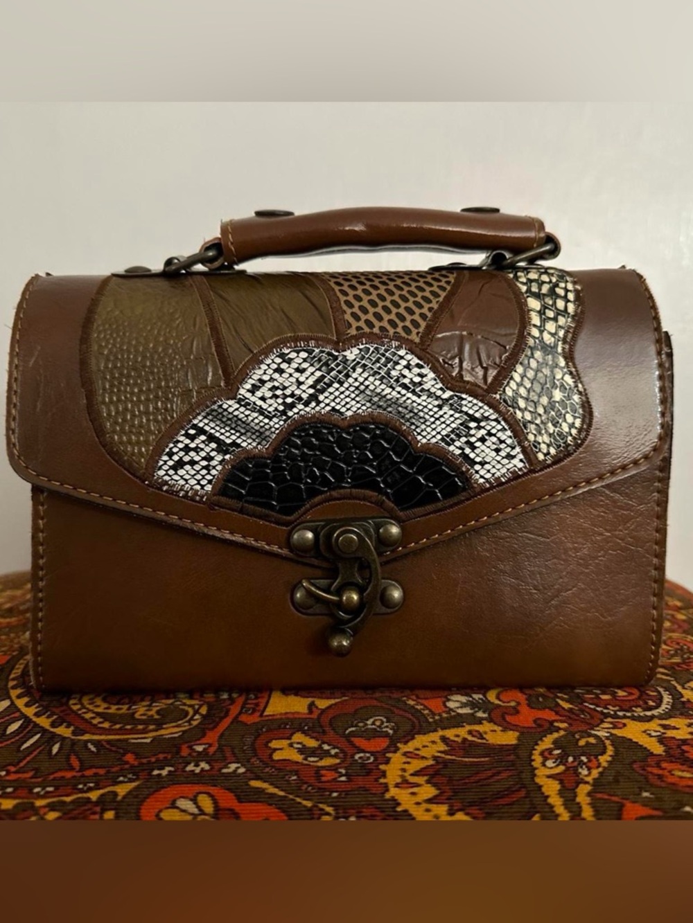 Vintage Leather Patchwork Satchel